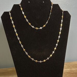Graduation GIFT ALERT! Heart Stainless Steel Gold & Silver Necklace & Anklet Set